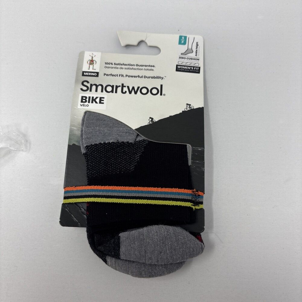 Smartwool Women’s Bike Zero Cushion Ankle Socks Black Small Merino Wool NEW